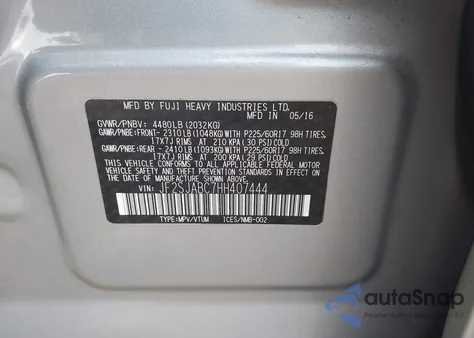 2017 Subaru Forester 2.5I z USA, uszkodzony, nr VIN JF2SJABC7HH407444